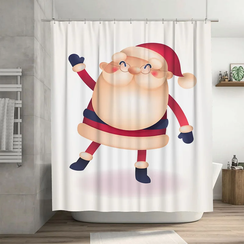 

TuniuFestive Санта-Клаус занавеска для душа с Рождеством Декор для ванной комнаты забавный праздничный тканевый фон с милым рисунком оленя Waterpr
