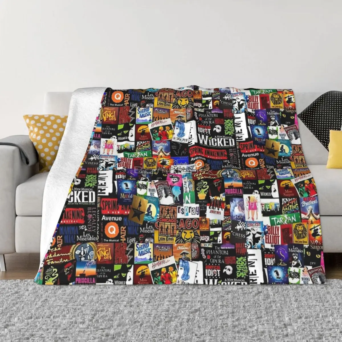 

Collage II Musical Throw Blanket Decoratives Luxury Designer Decorative Throw Plaid on the sofa Blankets