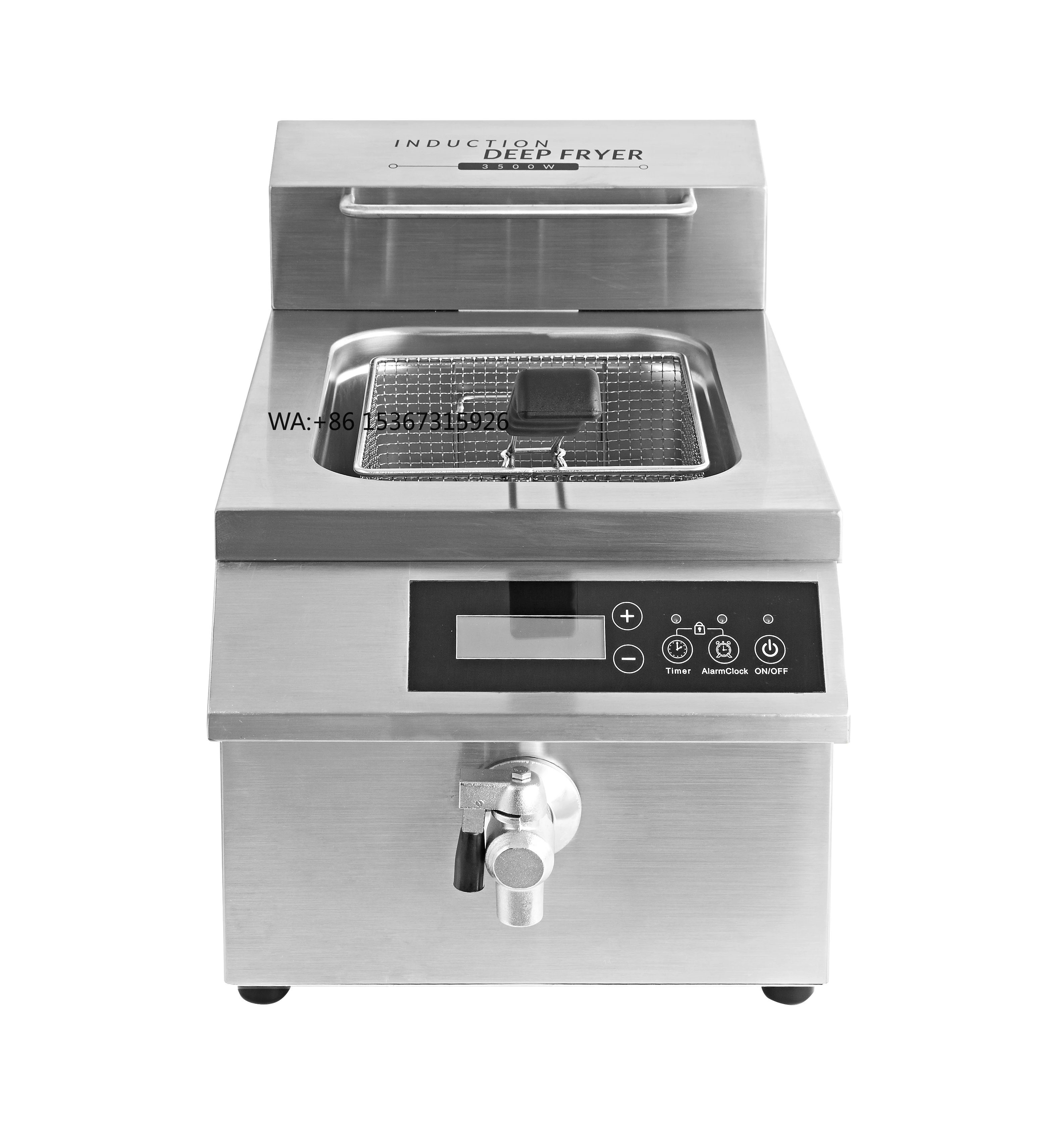 12L Large Capacity Electric Induction Deep Fryer with Oil Drain Valve for Crispier Fried Chicken and Fries