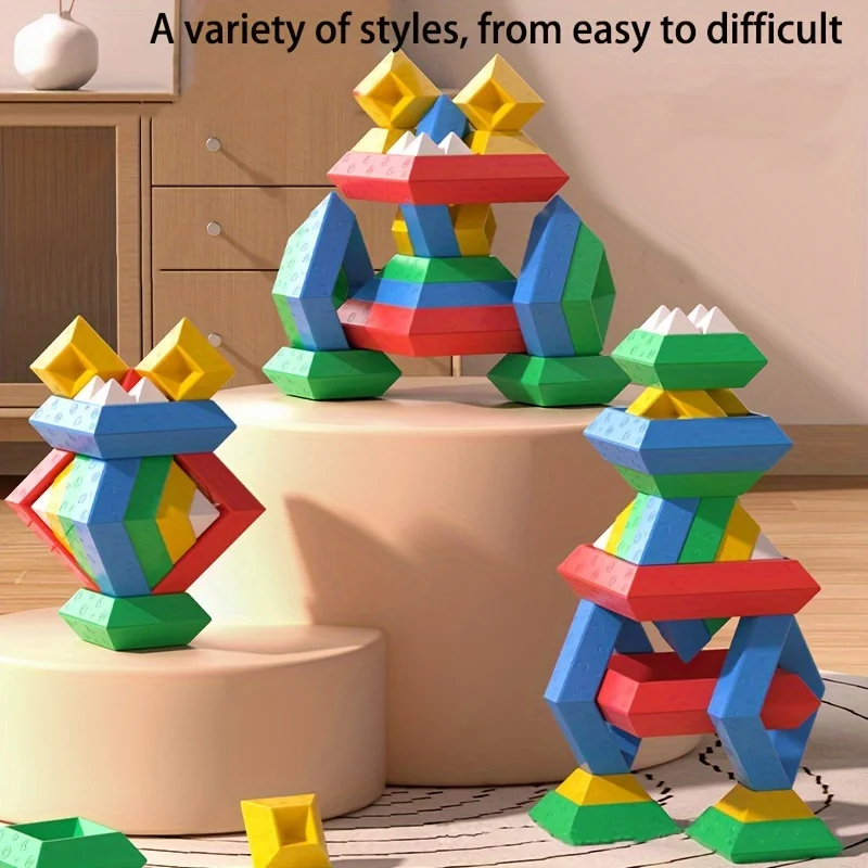 Pyramid Stacking Building Blocks Tower for Toddlers, 3D Geometry Space Game Montessori Educational Toys, Holiday Gift for Kids