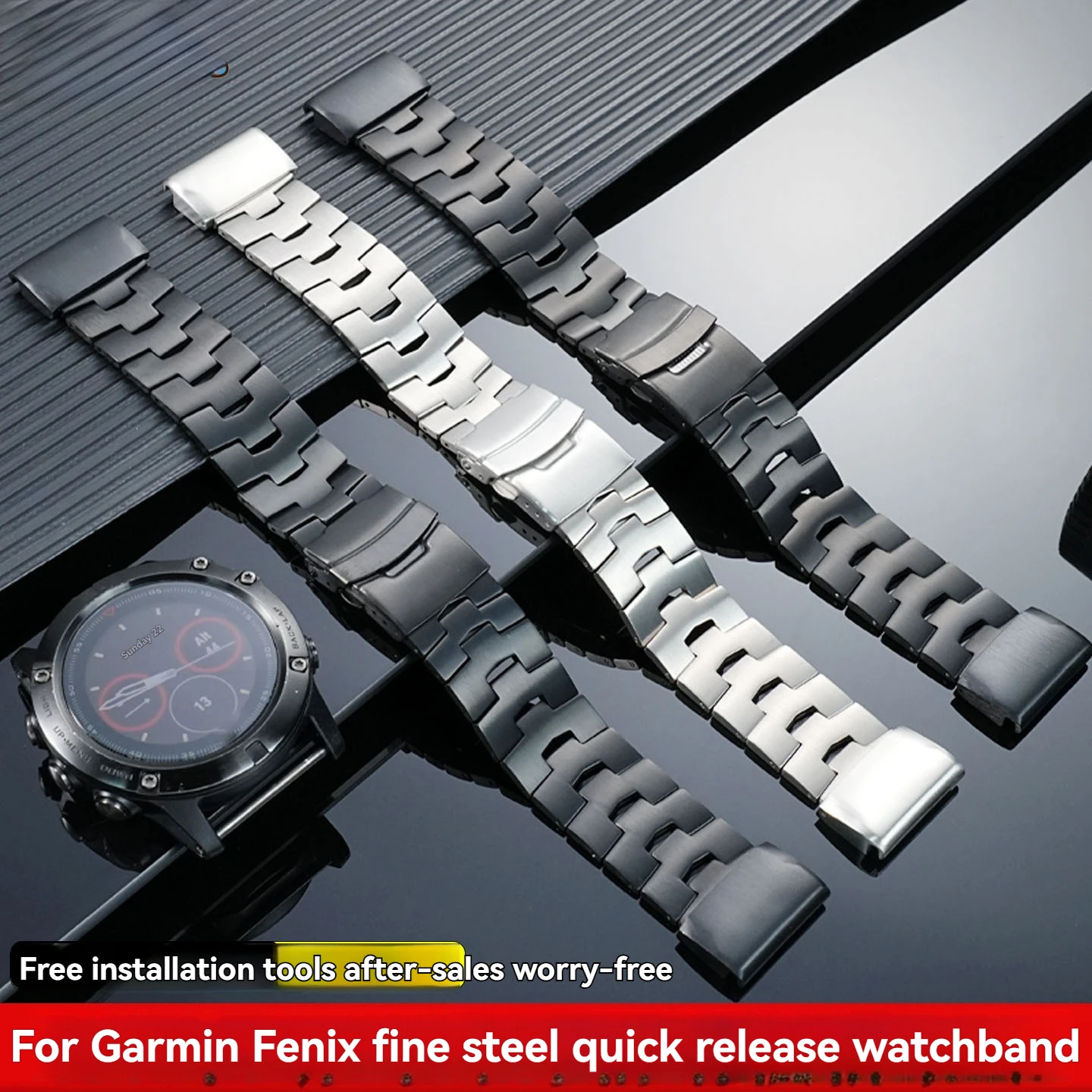 22 มม./26 มม.สแตนเลสสตีลสําหรับ Garmin Fenix 8/7X/6X Pro/5X Plus/Heavy Duty Quick Release สร้อยข้อมือโลหะสายพรีเมี่ยม