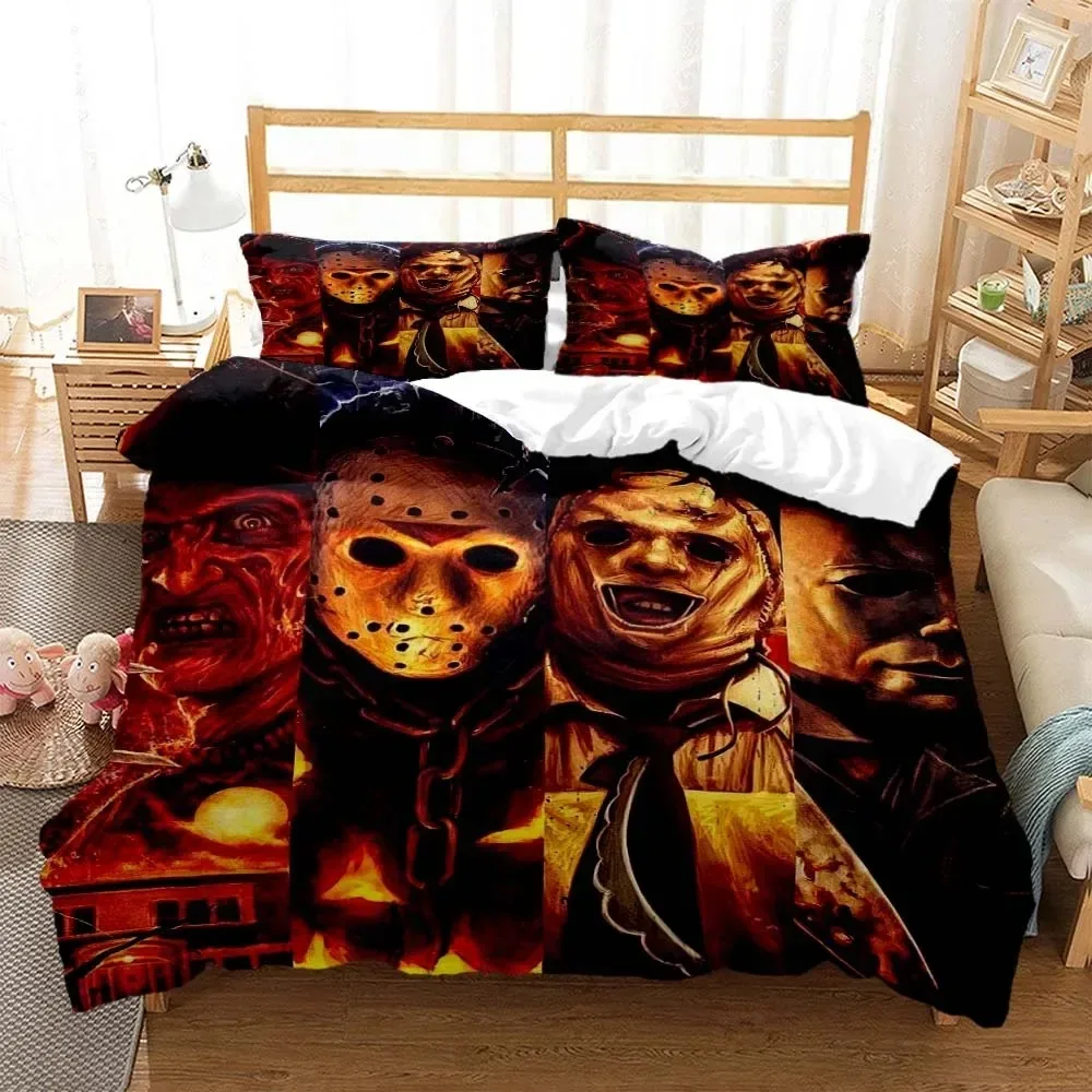 Halloween horror movie clown Bedding Set 3D Printed Suitable for Bedroom Duvet Cover Set With Pillowcases Kids Home Textile