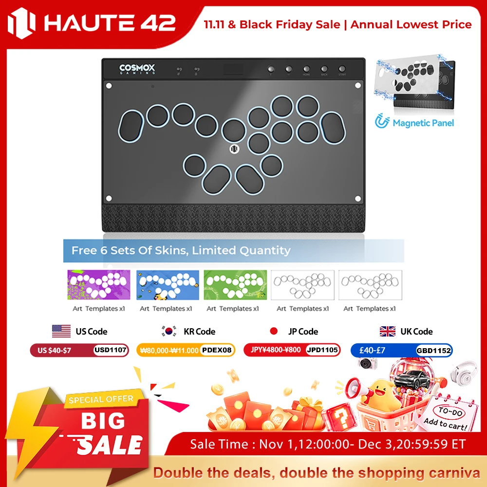 Arcade Fight Stick Hitbox Leverless - Controller Arcade Magnetico Senza Leva Haute42