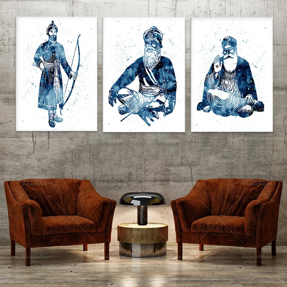 Sikh master murals, 3 sets of blueprints, Guru Nanak paintings, Guru Gobind Singh paintings, Guru Baba Deep Singh decorative art