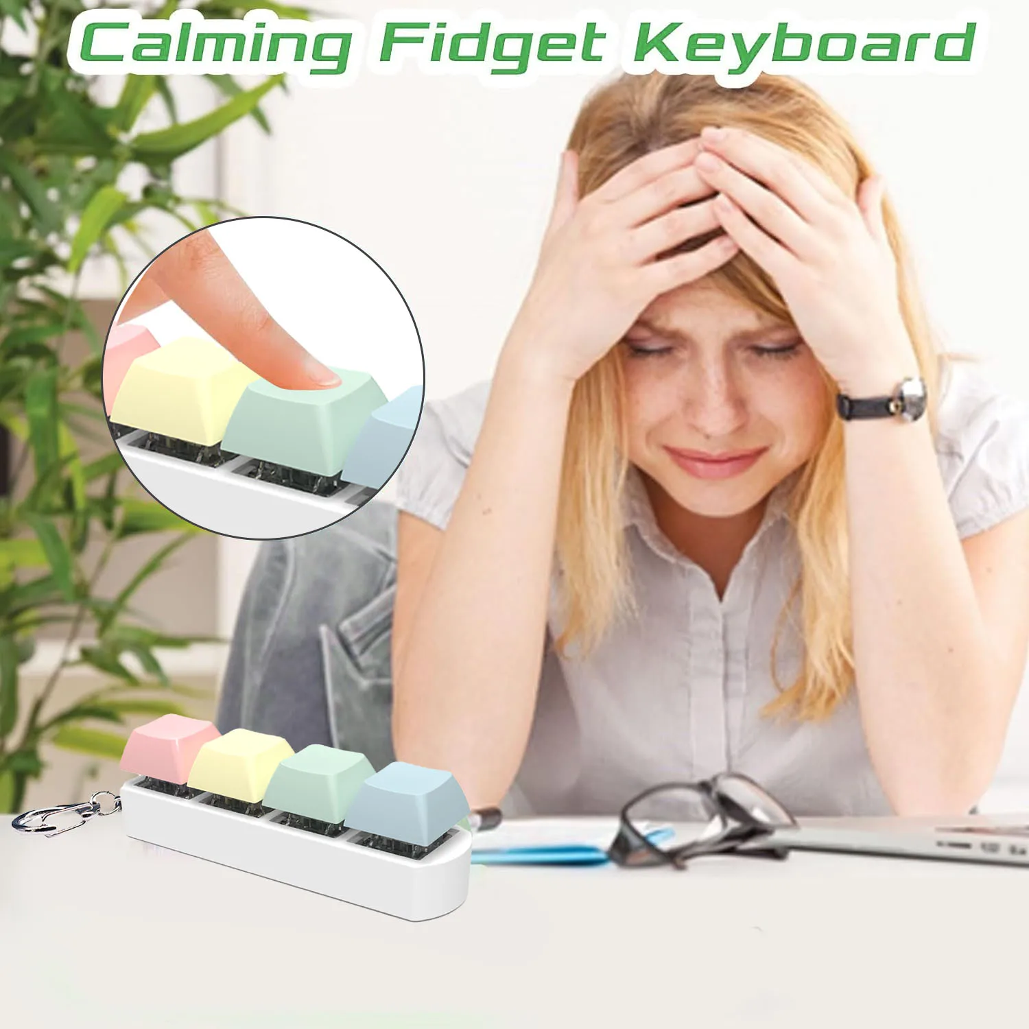 Keyboard Caps Toy Press Stress Relief Fidget Button Key Caps Fidget Keychain Keyboard Keychain Toys Finger Keyboard Key Toy