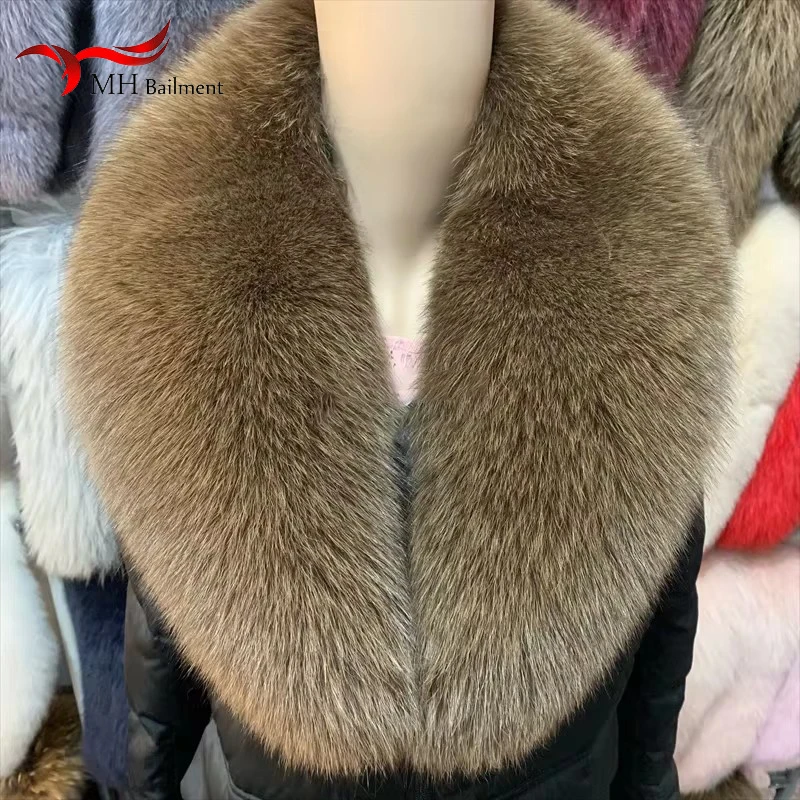 Winter Real Fox Fur Collar 100% Genuine Natural Pink Scarf Scarves Women Large Size Wraps Neck Warmer Luxury Furry Shawl Female