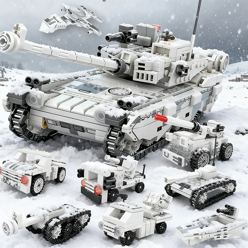 8 in 1 set di blocchi militari carro armato aereo nave da guerra modello di veicolo corazzato kit giocattoli fai da te per bambini regalo di festa