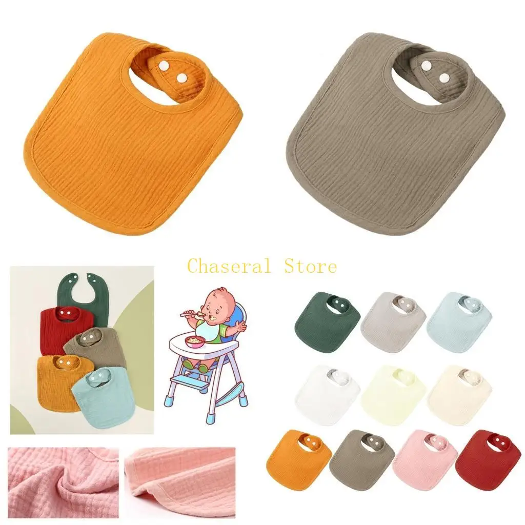 

E7CE Soft Baby Baby Bib Снительный слюни для слюни 4-слойной ткани хлопка с кнопкой с защелкой