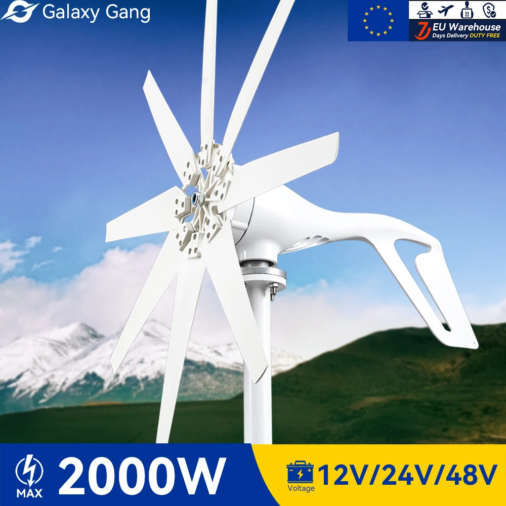 

Galaxy Gang EU Duty Free 2kw Wind Turbine Generator Kits 2000w 12v 24v 48v Off Grid System Hybrid Charge Controller EU Warehouse