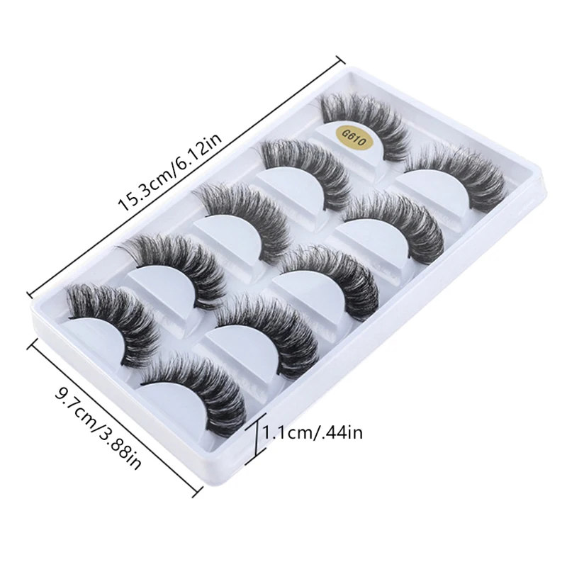 5 pares 3d falso vison cílios naturais cílios postiços dramáticos fofos macios finos volume cruz reutilizável cílios makup ferramentas