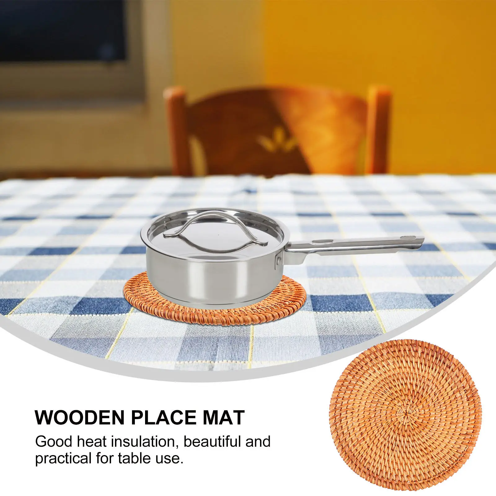 1Pcs Heat-Resistant Place Mat Wooden Coaster Bowl Mat Rustic Table Protector Nonslip Insulated Pot Pad for Dinner Home