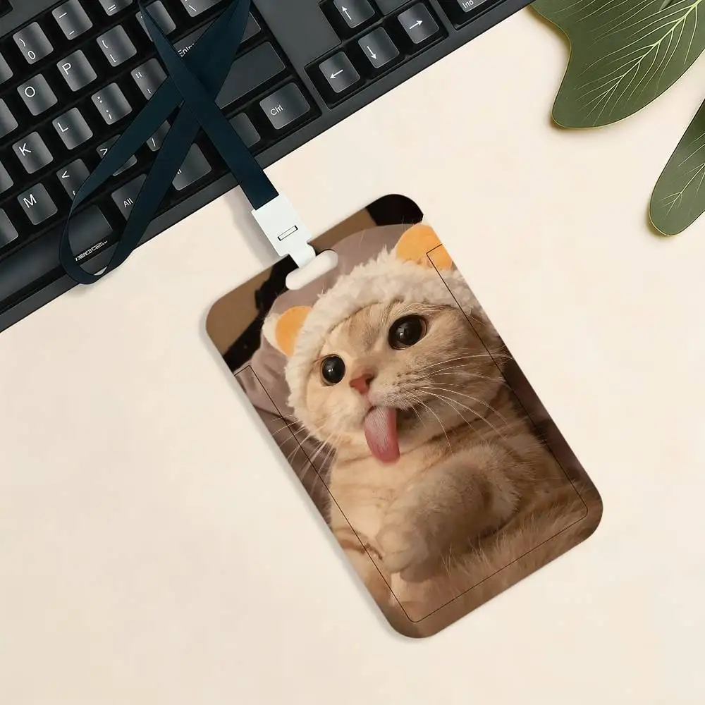 Niedlicher Katzen-Meme-Kartenhalter, lustiges Kartenetui für Bank-, Kredit-, Studenten-, Ausweis-, U-Bahn-, Arbeits- und Ausweiskarten – Detail 12