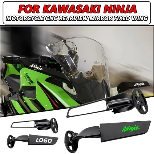 Para Kawasaki NINJA 125 250 300 NINJA400 NINJA500 NINJA650 motocicleta CNC espejo retrovisor de ala fija, espejo retrovisor de motocicleta