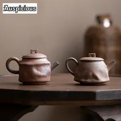 100ml Handmade Coarse Old Rock Mud Teapot Ancient Pot Household Tea Brewing Kettle with Filter Tea Items Accessories Collection