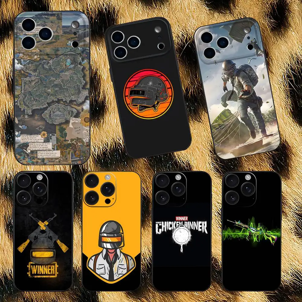 

P-PUBG Game Battegrounds Phone Case For iPhone 17,16,15,14,13,12,Pro,Max,Plus,E,SE4,Air,Mini Black Soft Box