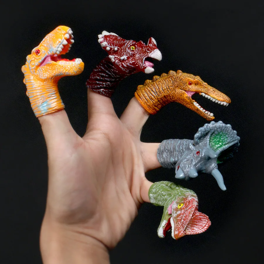 5pcs Mini Cartoon Realistic Dragon Dinosaur Finger Puppets Set Role Playing Toy Kids Tell Story Prop for Children