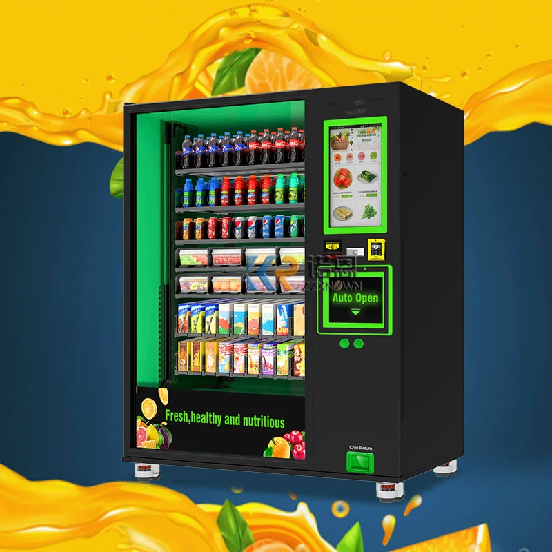 Commerial Automatic Healthy Fresh Vegetables Salad Fruit Vending Machine With Touch Screen Refrigeration Vending Machine