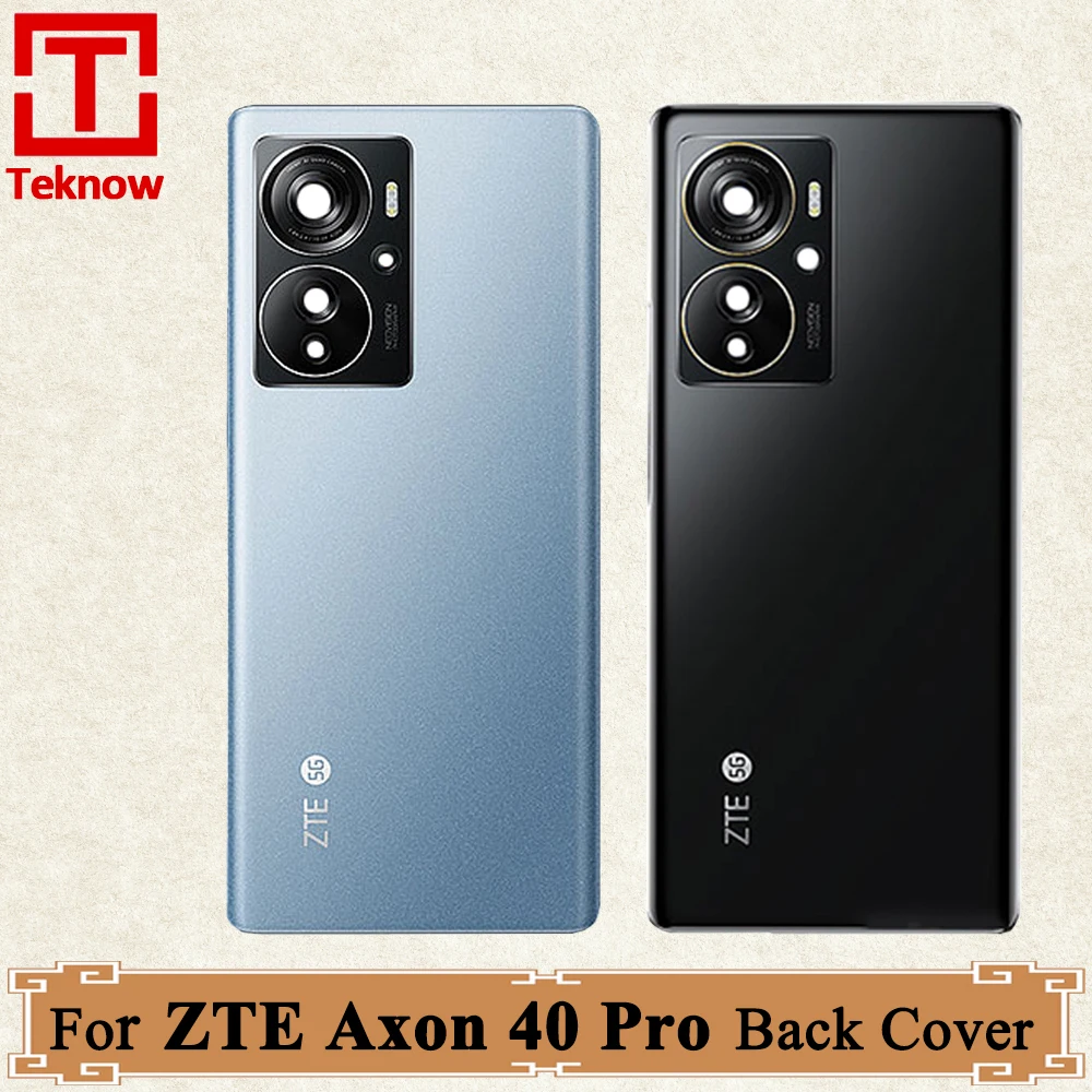 Original New For ZTE Axon 40 Pro Glass Battery Back Cover Housing Door With Camera Frame Glass Lens For Axon 40Pro Battery Cover