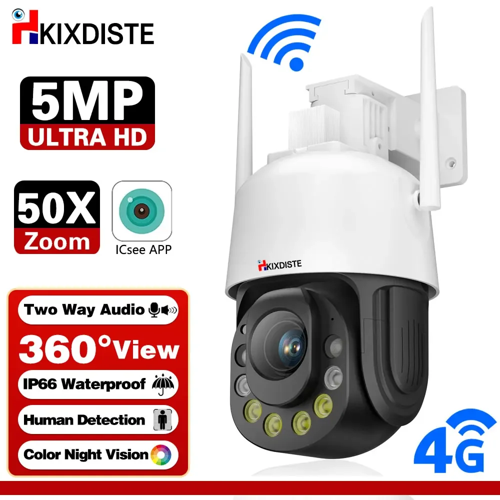 

50X Optical Zoom Wifi 4G ICSEE Security Surveillance Camera Outdoor 5MP CCTV PTZ IP Max 150M Night Vision Two Way Audio Camera