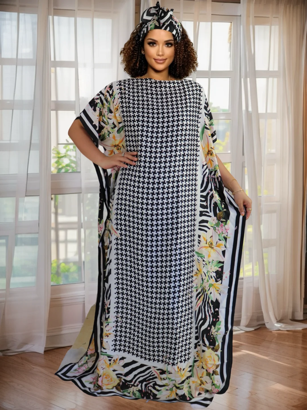 Vestido casual con estampado Dashiki para mujer - Vestido holgado con estampado étnico africano