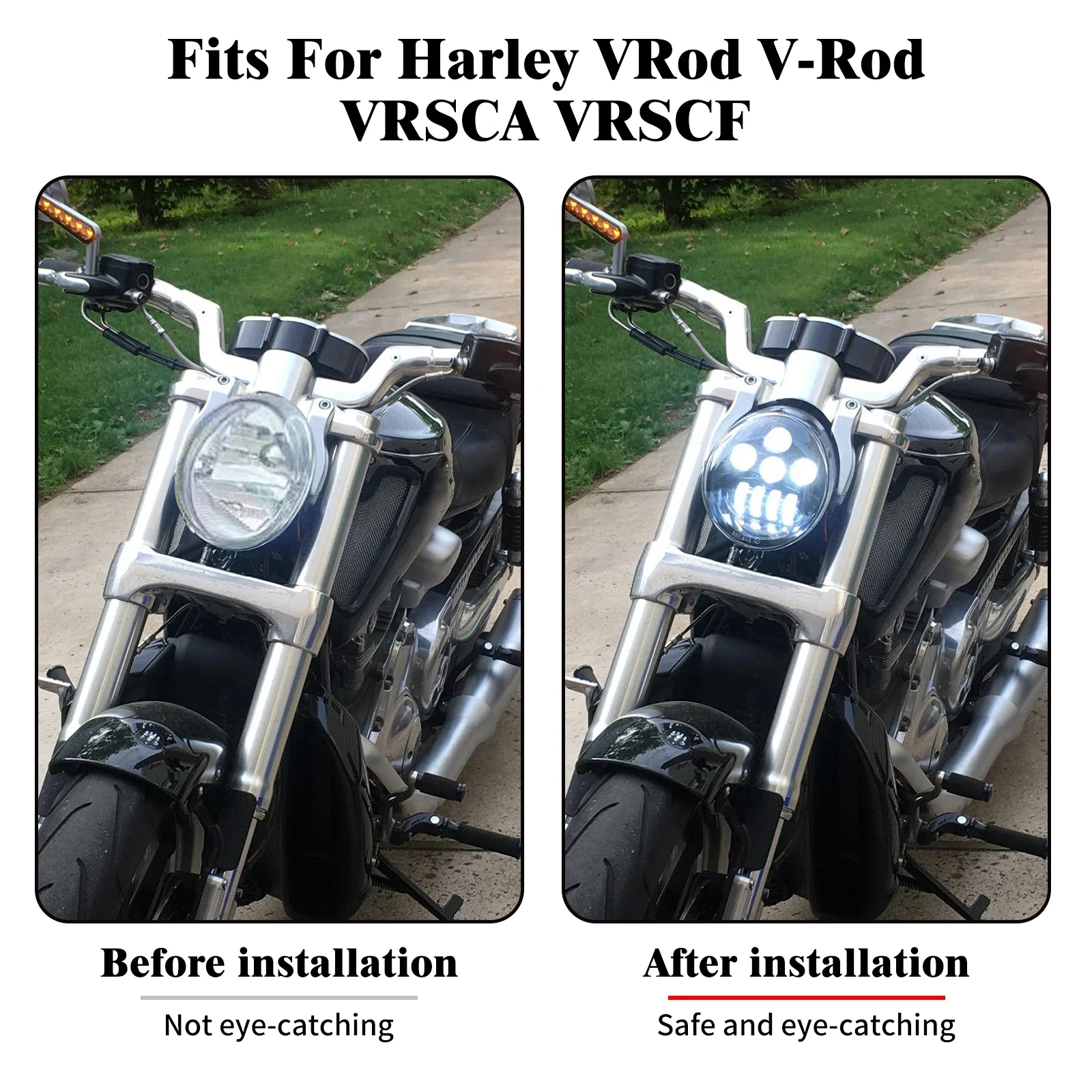 Motorcycle LED HeadLight Low High Beam Headlamp Protector 1 PC 12V For Harley VRod V-Rod VRSCR VRSCA VRSCB VRSCF VRSCX VRXSE