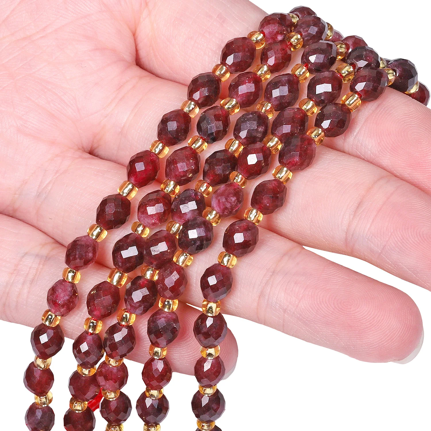 5x6mm Faceted Garnet Gems Stone Beads Oval Shape Loose Spacer Beads for Jewelry Making Diy Bracelet Beading Accessories