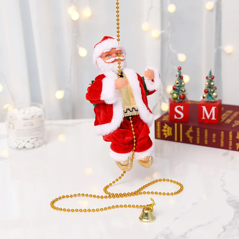 Electric Santa Claus Climbing Rope Ladder with Music Santa Musical Toys for Christmas Tree Home Decor Gifts for Boys and Girls