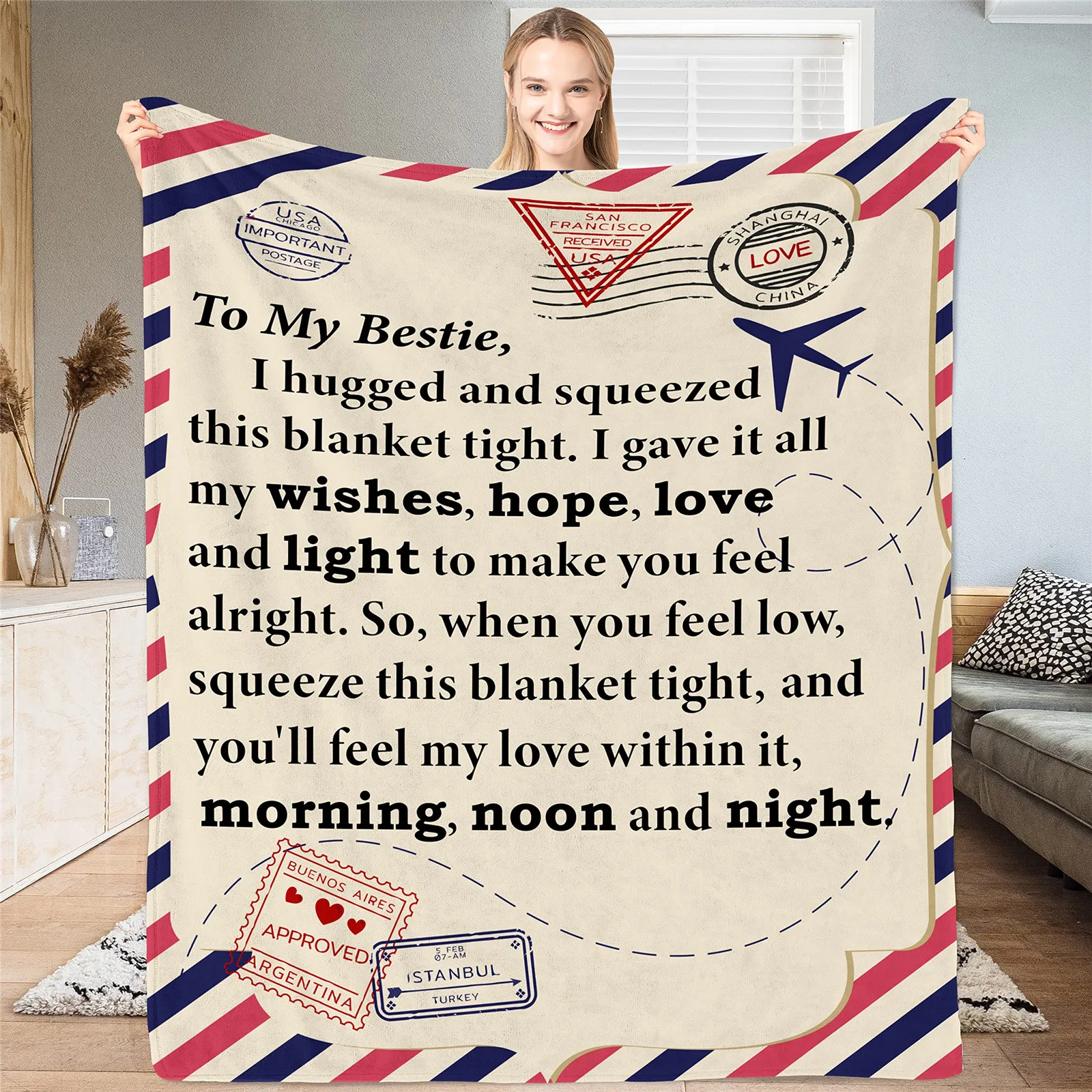 KACISSTY Best Friend Birthday Gifts Blankets 13 Designs Name Custom Gift for Women Friendship Fannel Throw Blanket Cozy Quilts