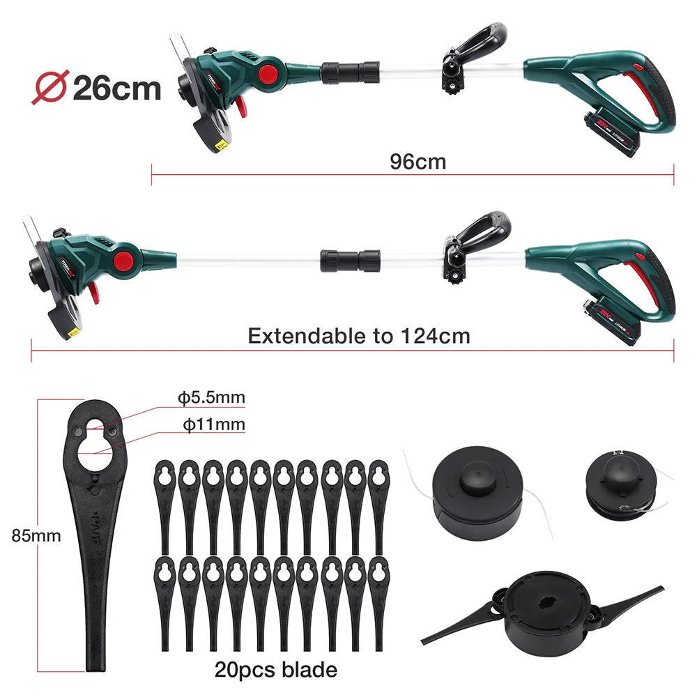 Posen pro 20v Akku-Strimmer/Kantens ch neider 2-in-1, Akku-Grass ch neider, 26cm Weg, leicht, ausziehbare Länge, Klingens ch neiden