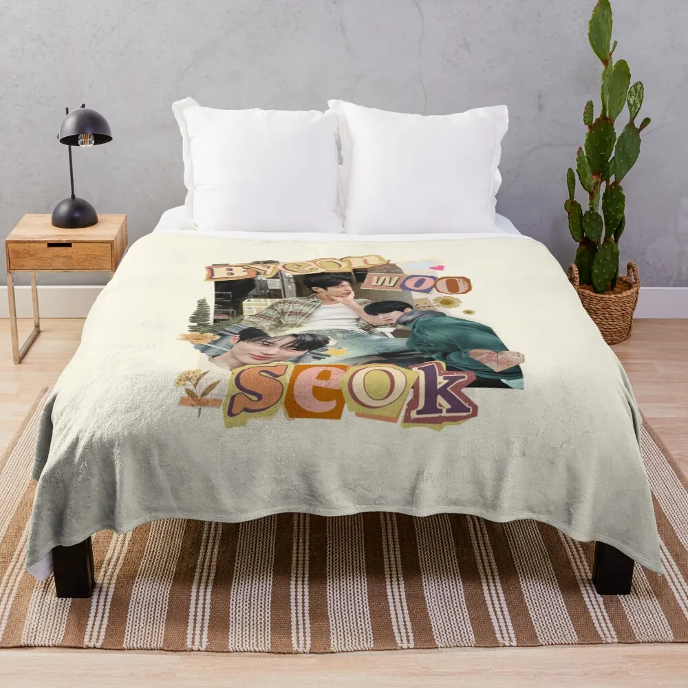 

Byeon Woo-seok Scrapbook Design Art Throw Blanket