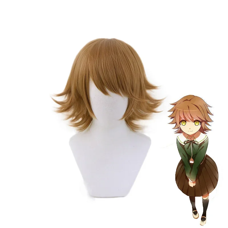 Danganronpa Chihiro Fujisaki peruka przebranie na karnawał Dangan Ronpa żaroodporne włosy syntetyczne mężczyźni kobiety krótkie peruki