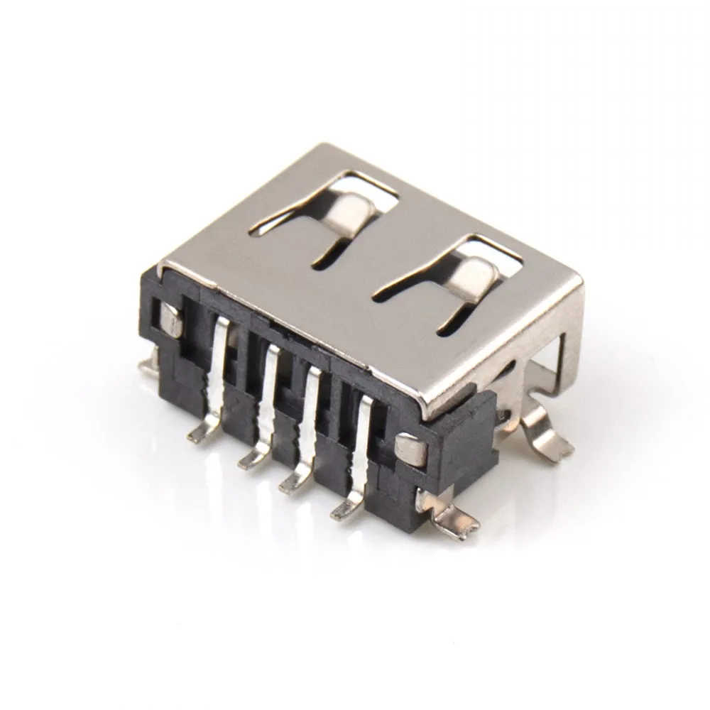 100 Pcs/lot SMD USB Type A Female jack 4PIN AF 10.0 PCB Mount Socket Connector Black 6.3mm/6.8mm