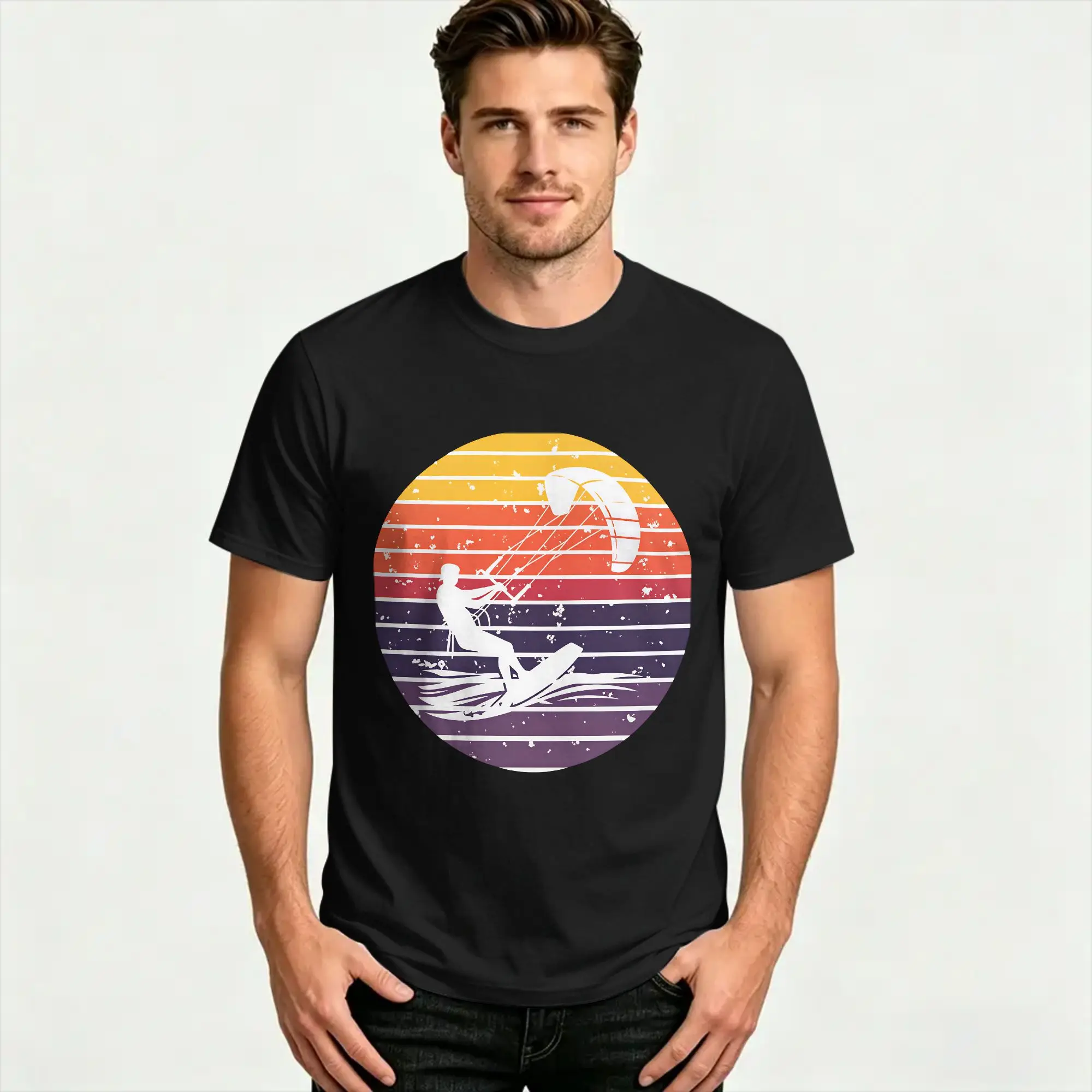 Wingsurfing Foil Kitesurfing Sunset Cotton T-Shirt For Man Summer  Streetwear T-Shirts Hip Hop Tee Shirt Oversized Casual Tops