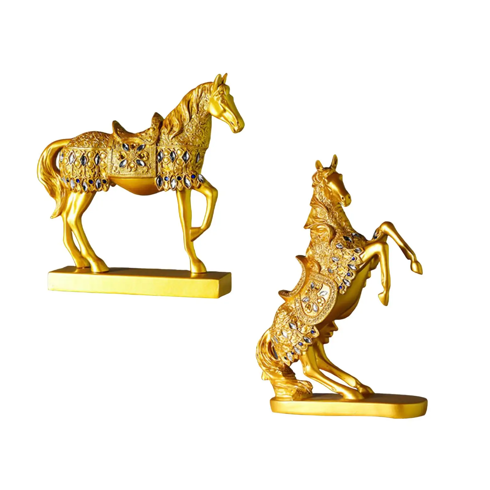 Gold Horse Statue Attract Luck and Wealth for TV Cabinet Living Room Decor