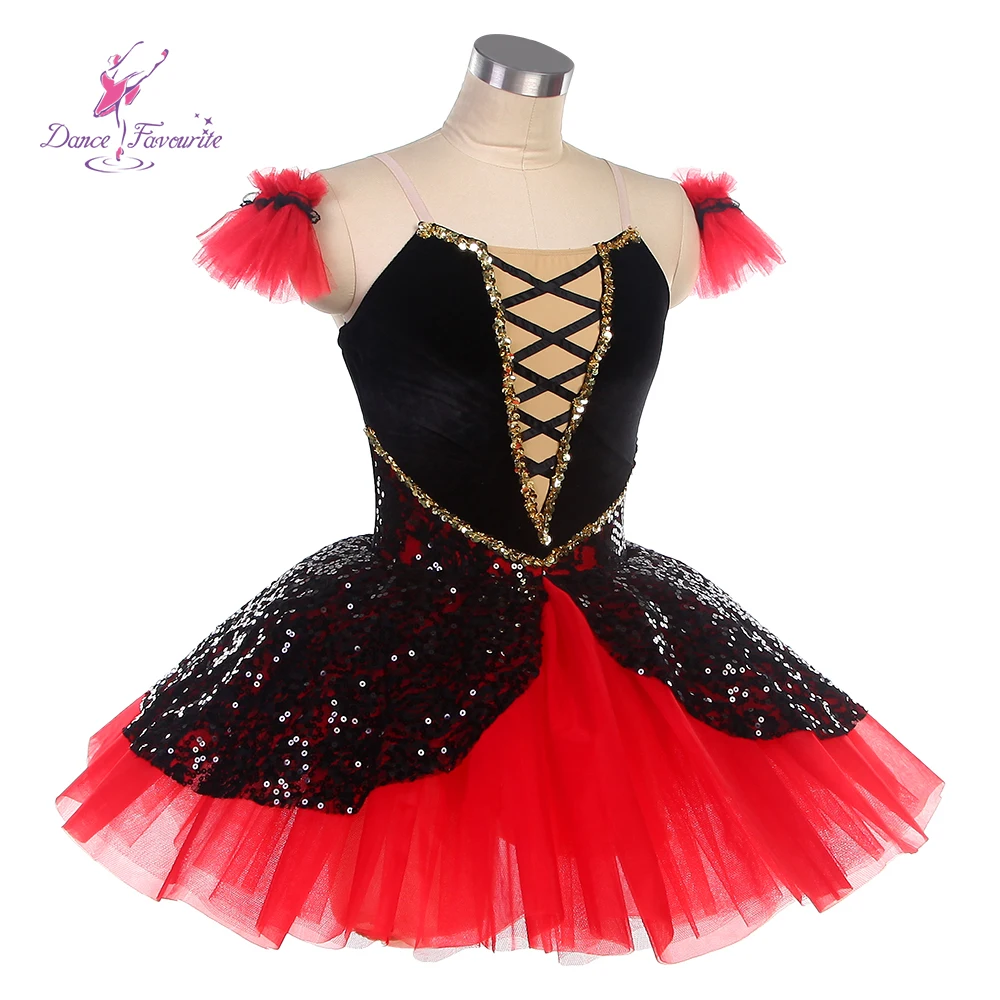 Dança favorita balé tutus, Top Preto, Tule Vermelho, Fantasias para Cosplay, 25001