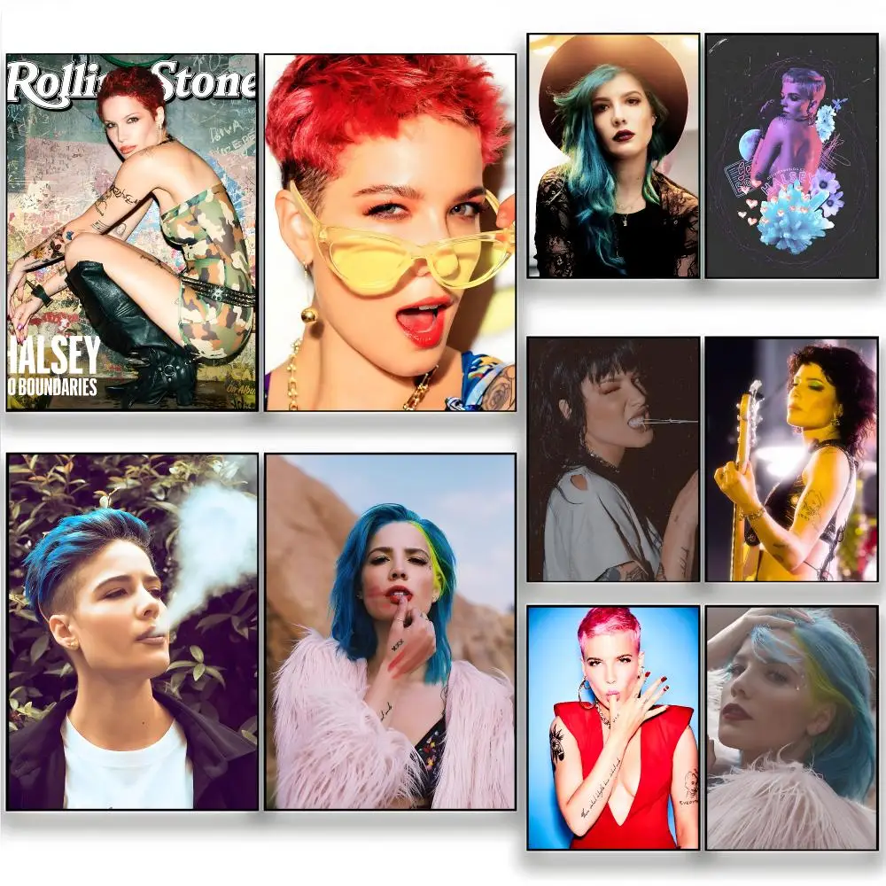 Singer Alternative Pop Halsey Poster Wall Art Painting for Living Room Home Decoration and Holiday Gifts