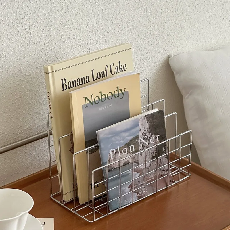 Metal Bookcase Desk Organizer Book Shelf Bookstore Magazine Newspaper Storage Shelf Children's Desktop Organizers Bookcase