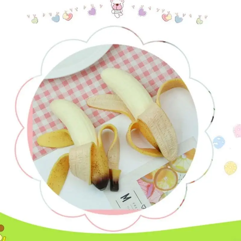 Realistic Banana Desk Toy in Soft Rubber, Peeled Banana Squeeze Toy for Teens and Adults, 18 Portable Stress Relief Plaything