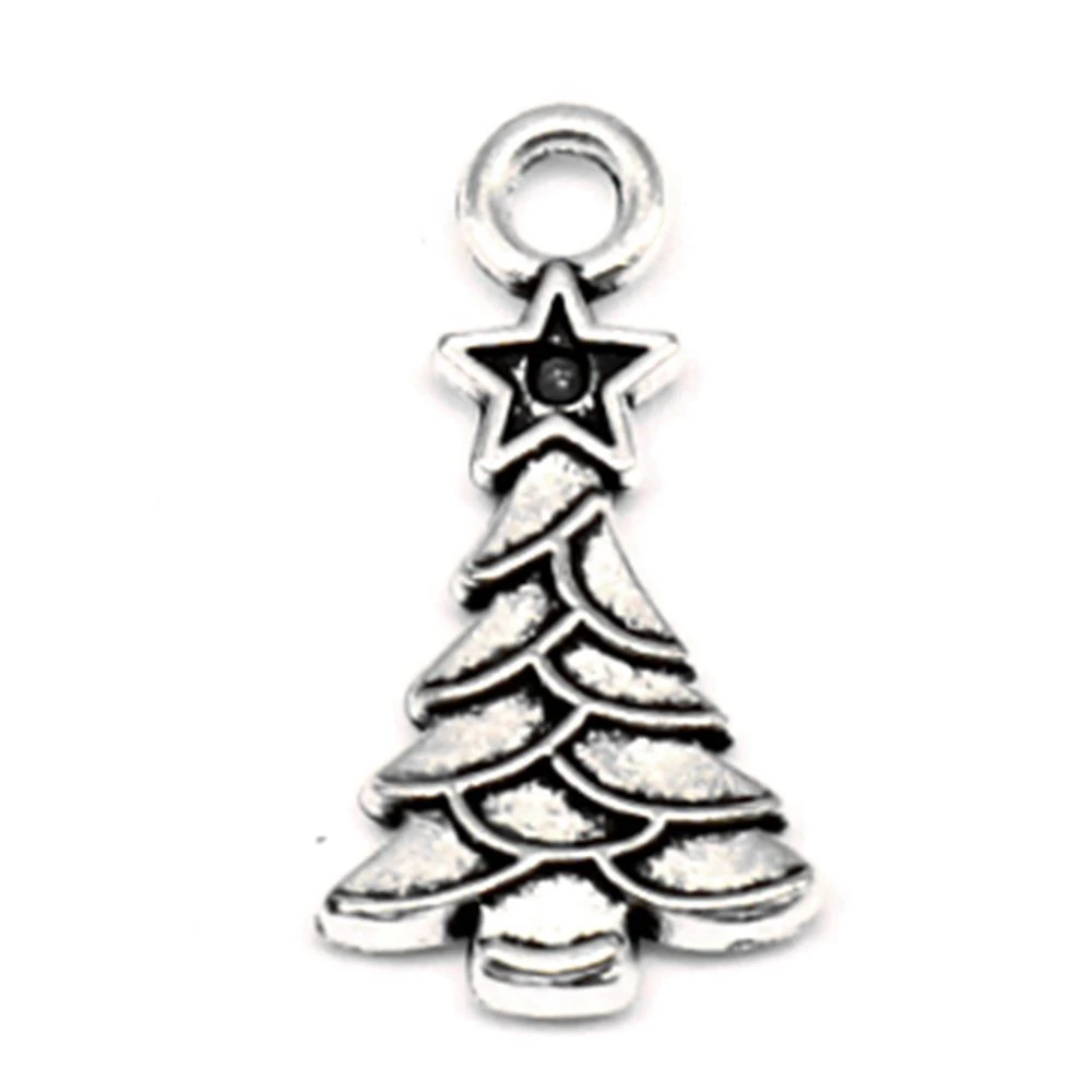 10pcs 11x20mm Christmas Tree Charms Men Pendant Findings For Diy Jewlery Trendy Antique Silver Color