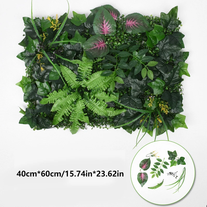 

60x40cm Artificial Plant Wall Reusable Grass Backdrop Wall Panel Plastic Garden Grass Flower Wall Fake Green Plant