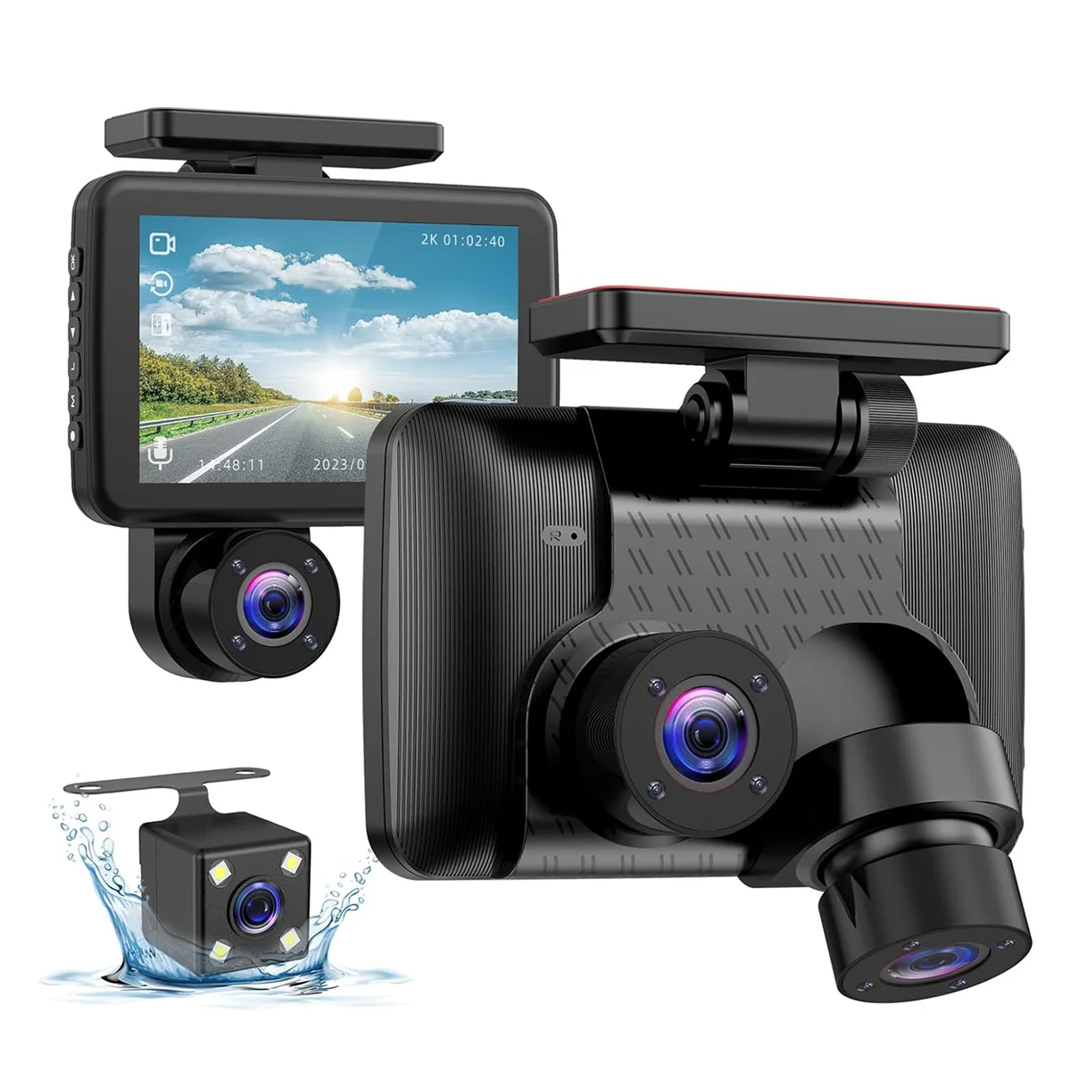 Dash Camera for Cars 1080P Cam Front and Rear Inside,Night Vision,Loop Recording,G-Sensor,Motion Detection,Parking Mode