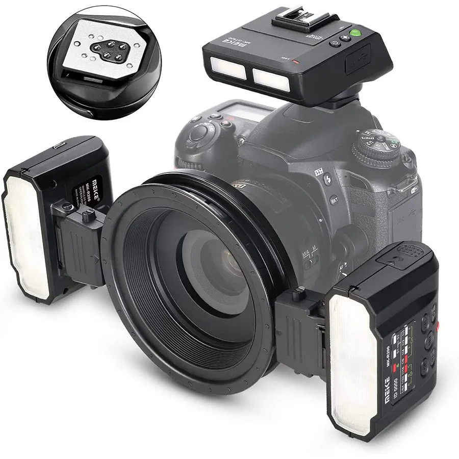 Meike MK-MT24II Macro Close-Up Twin Lite Flitser Compatibel Met Ef-Mount En Eos R Eos Rp Camera 'S