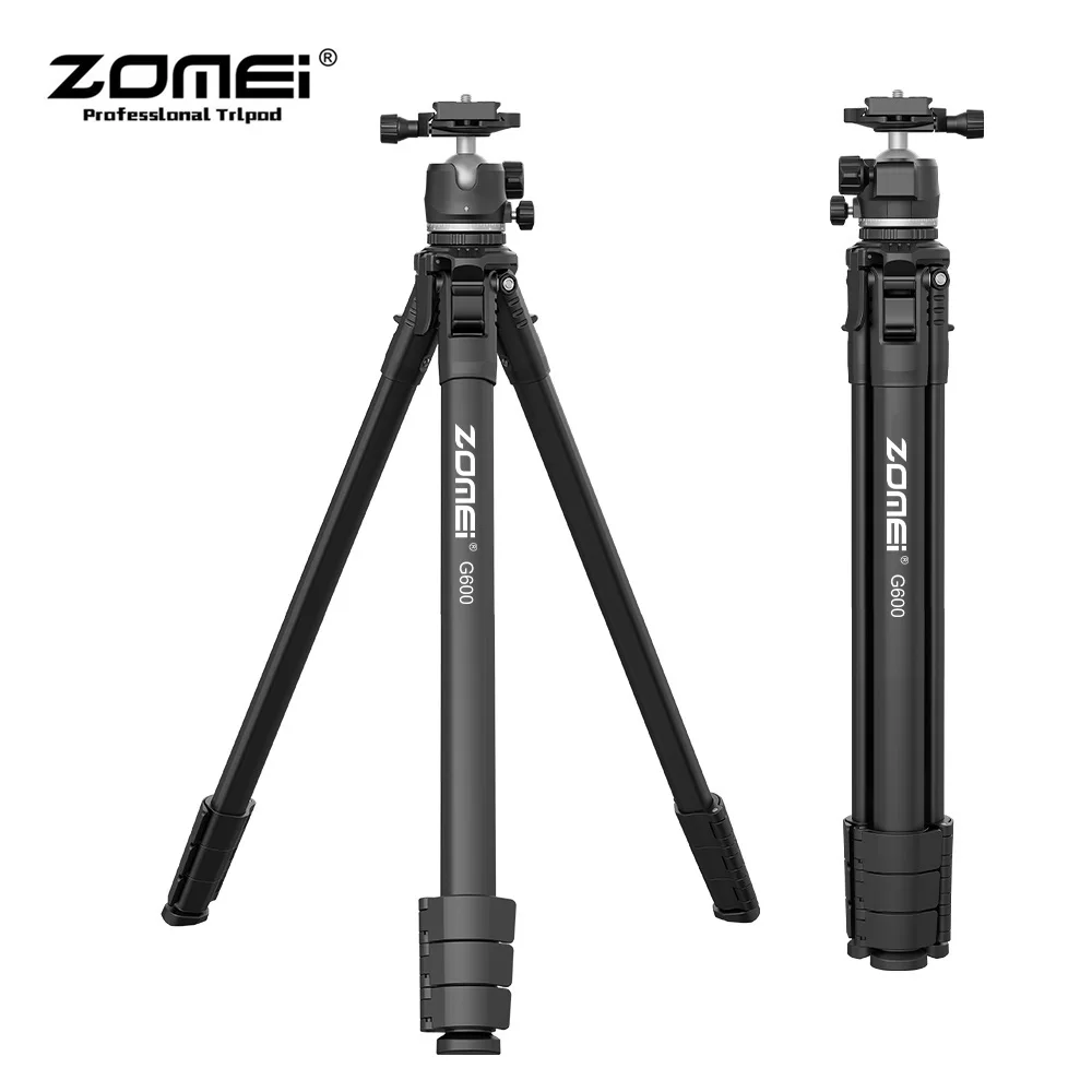 Trípode portátil Zomei de aleación de aluminio de 166 cm/65 pulgadas para cámara profesional de vídeo de teléfono móvil, w 360 °   Cabeza de bola panorámica de rotación