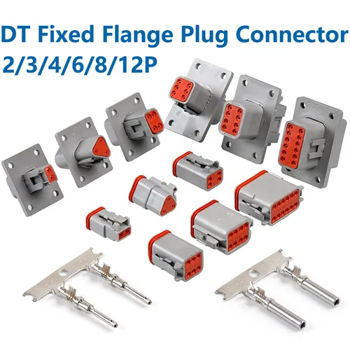Imagen 1 del producto Conector de brida fija Deutsch, conector resistente al agua, DT04-2P-L012, DT04-4P-L012, DT04-6P-L012, DT04-8P, 5/10/100 DT04-12P-L012