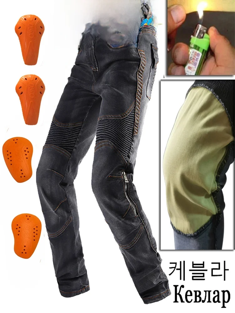 Calças de Motocicleta para Verão Masculinas e Fenas com Kevlar Anti-Queda, Ventilação em Malha Elástica, Protetor de Joel...