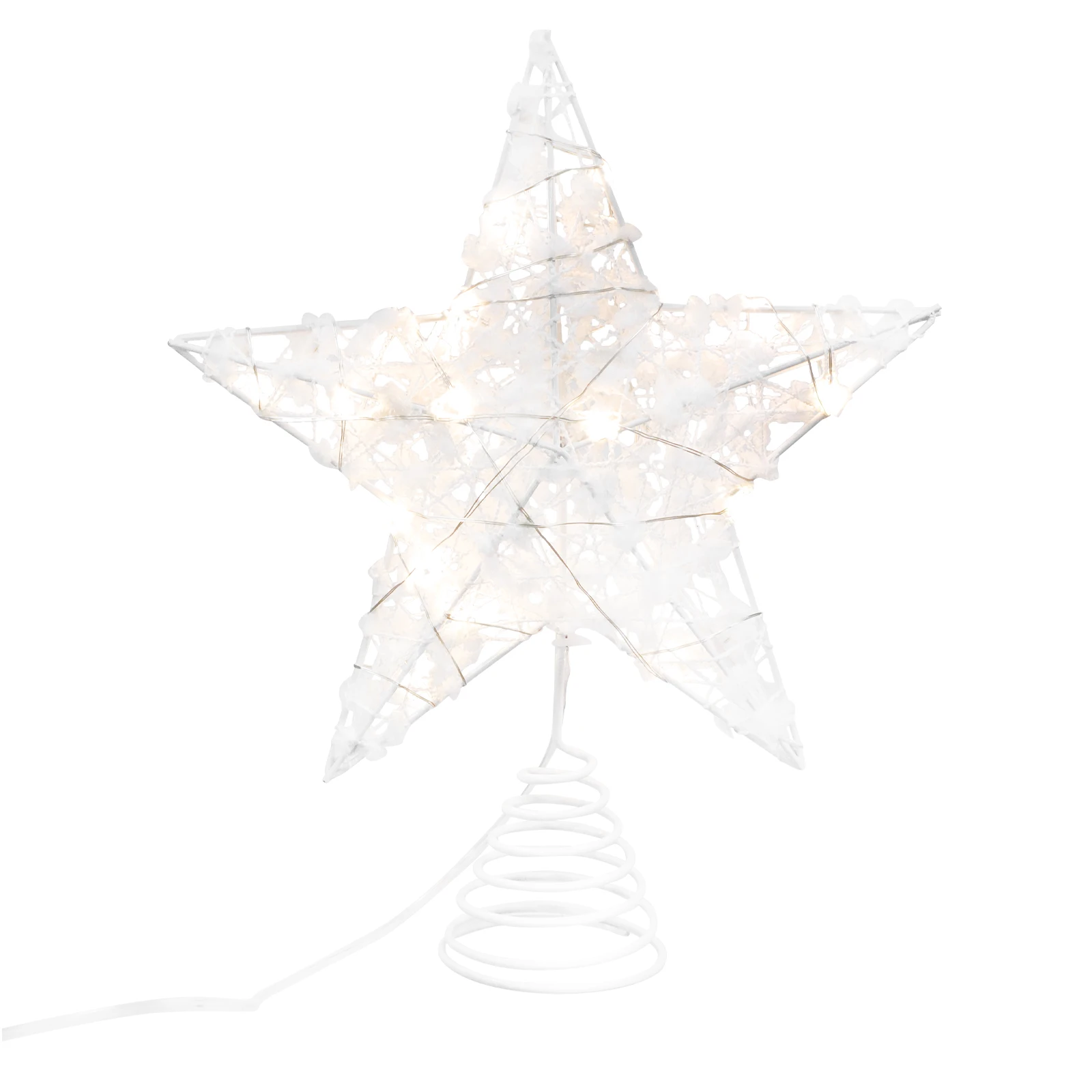 

Christmas Tree Star LED Lights Xmas Decor White Iron Craft Xmas Decor Treetop Ornaments Festive DIY Party Holiday