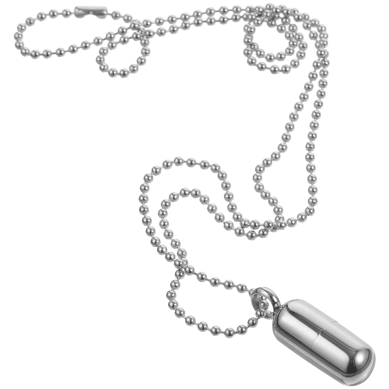 

Pill Perfume Bottle Pendant Hollow Capsule Titanium Steel Necklace 55cm Chain Men Women Gifts Charm Jewelry Accessories