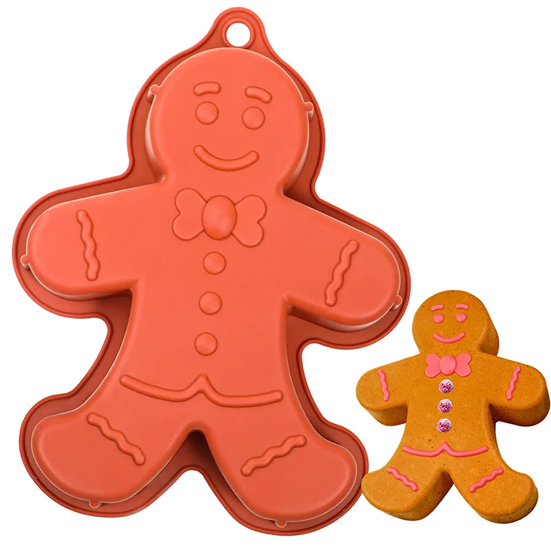 Christmas Silicone Gingerbread Man Mold 10 Inch Large Gingerbread Silicone Cake Pan for Christmas Baking Cake,Cookie Decorations