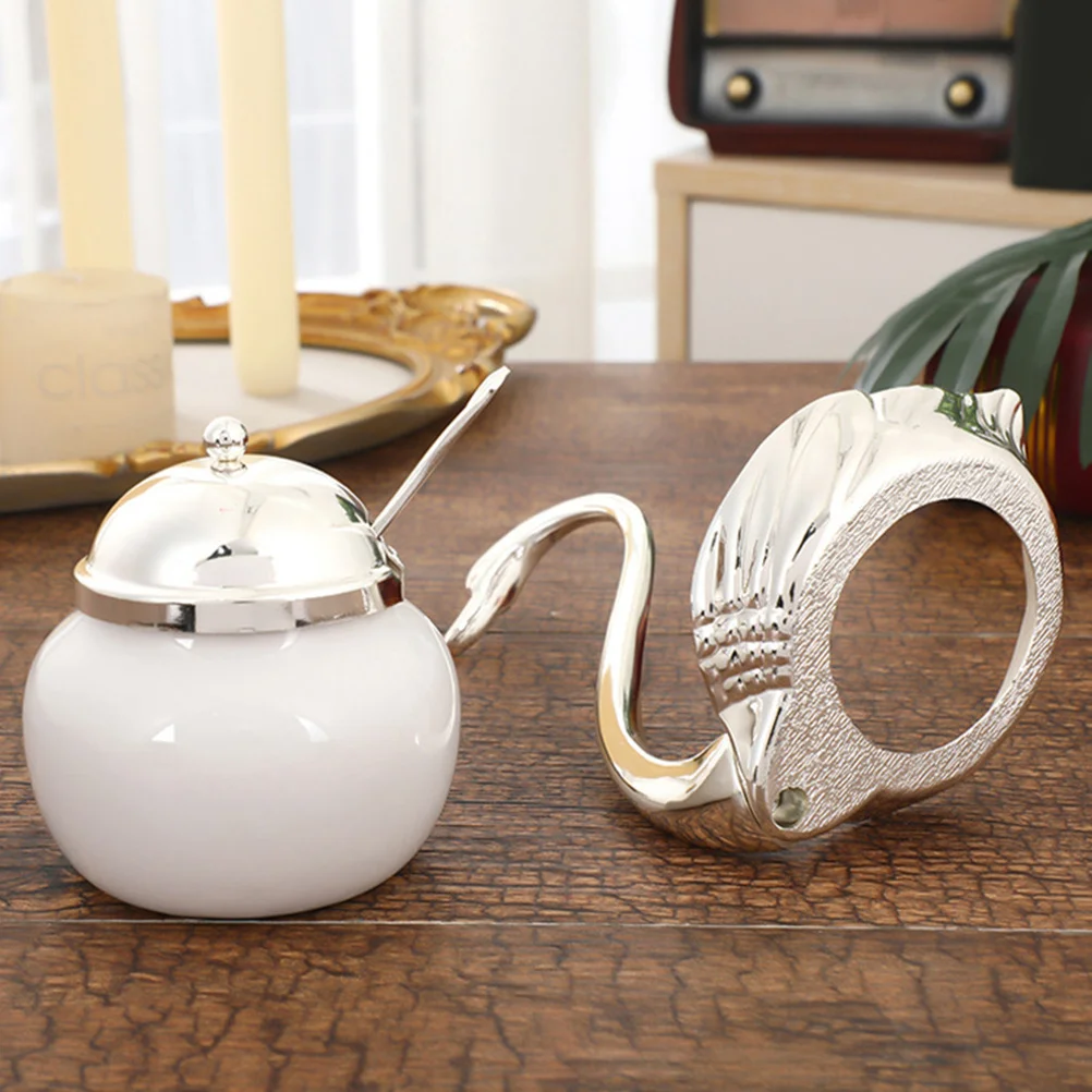Tarro de miel de cisne, bote de miel de estilo europeo, azúcar, sal, especias, cuchara, decoración de cocina, azucarero, contenedor de café, pimentero