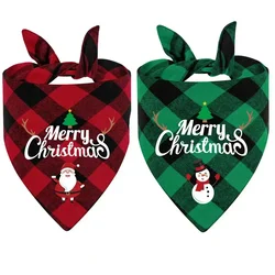 Pet Christmas Pet Triangle Scarf Plaid Dog Cat Drool Scarf Printed Pet Scarf Puppy Accessories Dogs Bow Tie